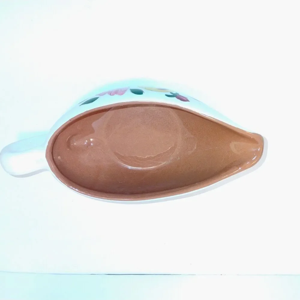 Stangl Pottery Apple Delight Gravy Boat with Attached Underplate – Hand Painted